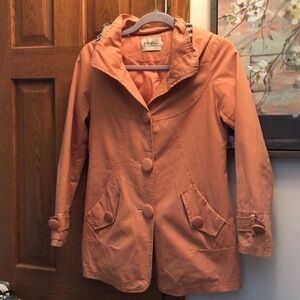 Peach colored perfect fall jacket with plaid accent and large button detail L